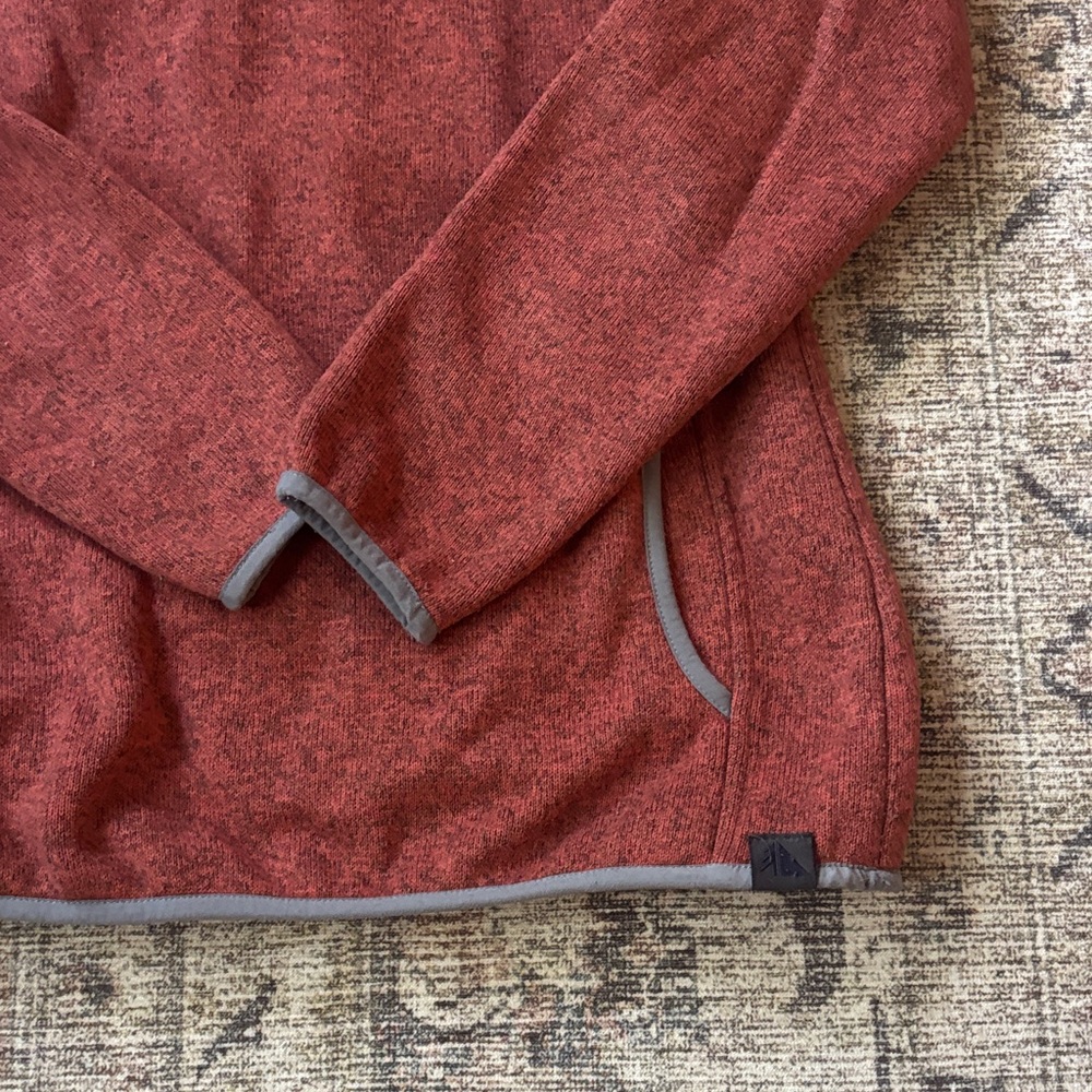 L.L. Bean Women's Red Zip-Up Sweater with Gray Trim - Picture 3 of 5